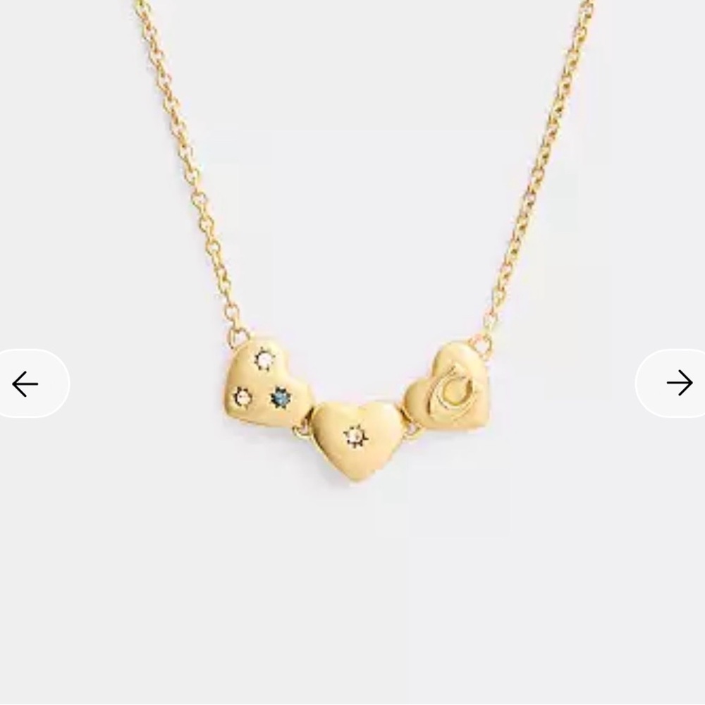 NWT Coach Gold Triple Heart Cluster Pendant Necklace